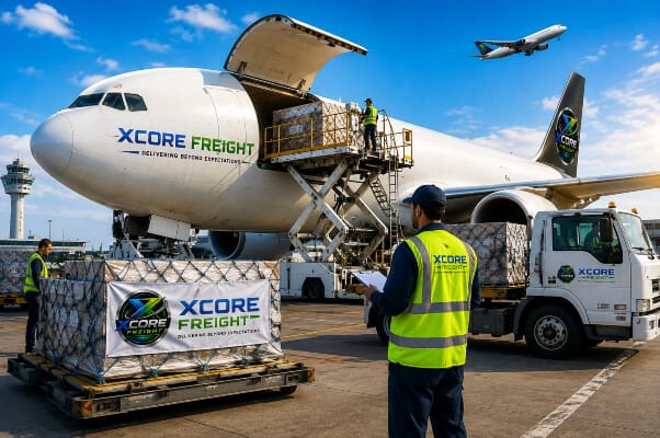 XCORE FREIGHT air freight operations with cargo aircraft and airport handling team